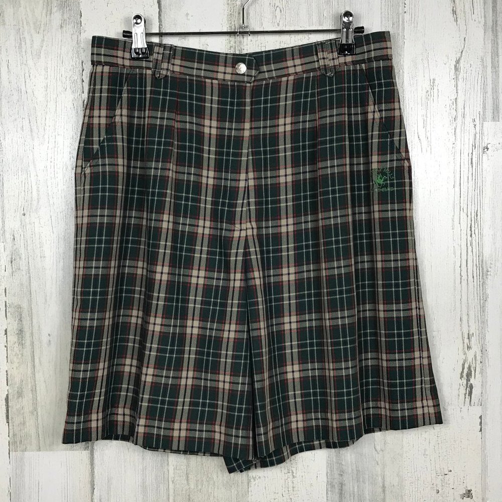 Beverly Hills Polo Club plaid bermuda shorts preppy country‎ club high rise